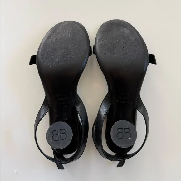 Balenciaga Black Leather Strappy Heels
